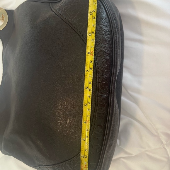 Gucci dark brown  Leather Shoulder Bag with gold GG accents - Picture 13 of 14